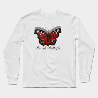 Peacock Butterfly Labeled Long Sleeve T-Shirt
